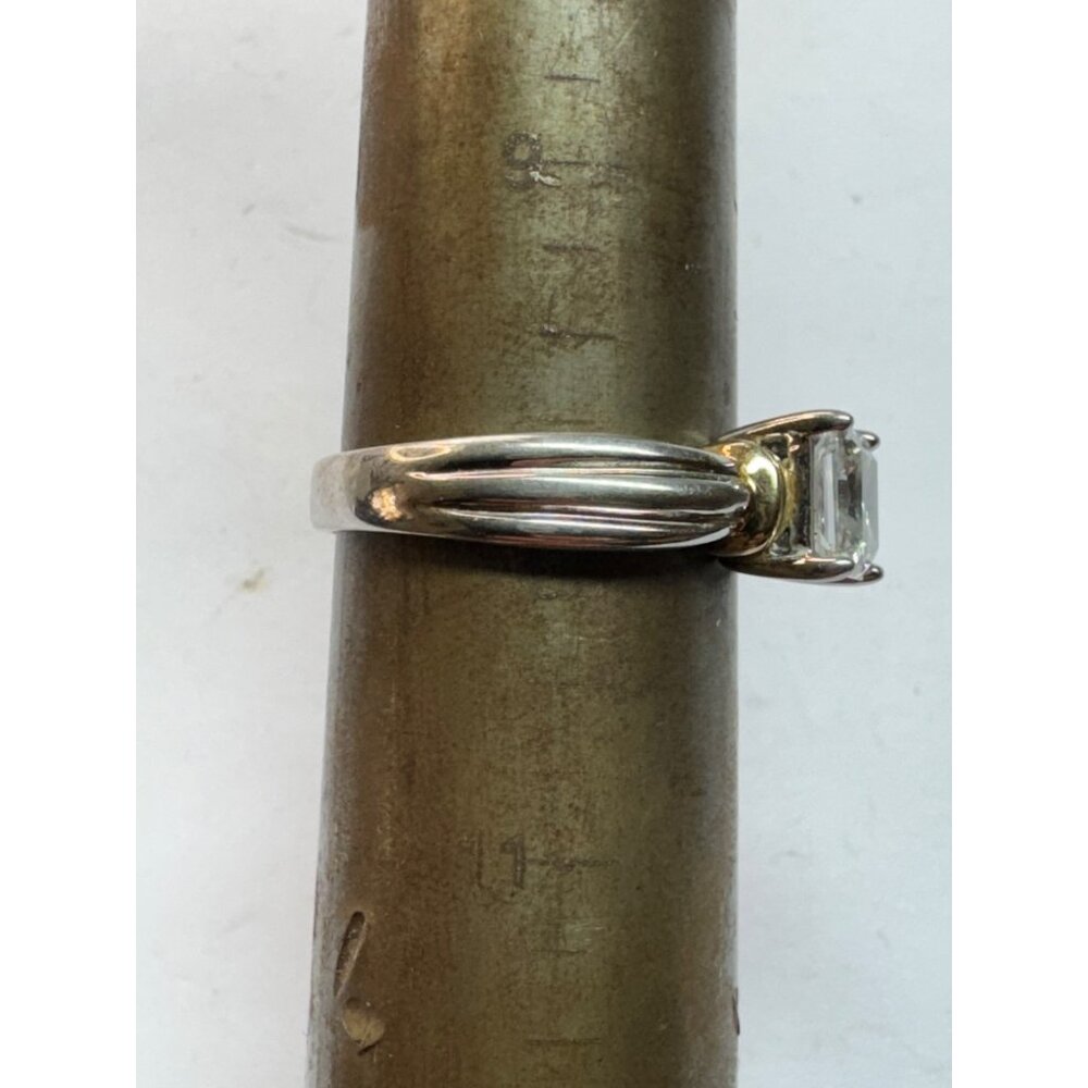Estate Vermeil Sterling Silver CZ Statement Engagement Ring Size 10, 4.8g Vintag - Picture 7 of 8